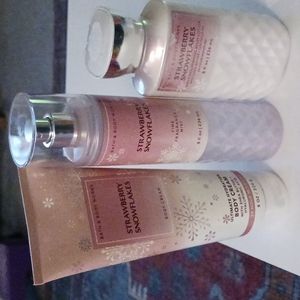 Set of 3 Strawberry Snowflakes Bath & Body Works Products